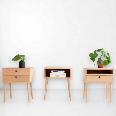 Luna bedside table without drawer – solid oak | Oakie Studio